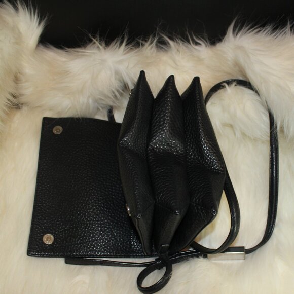 Aritzia Auxiliary Calisch Leather Flap Crossbody Black lined shoulder mini bag - Picture 9 of 9